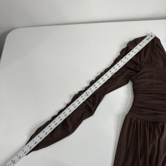 Eloquii Dress Womens 16 Brown Shirred Mesh Fit & Flare Midi Formal Party Gown - Picture 11 of 14